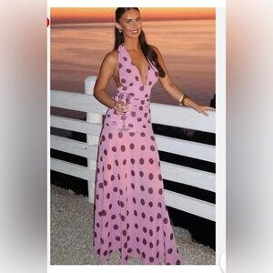 Polka Dot Maxi Halter Dress. Size XL